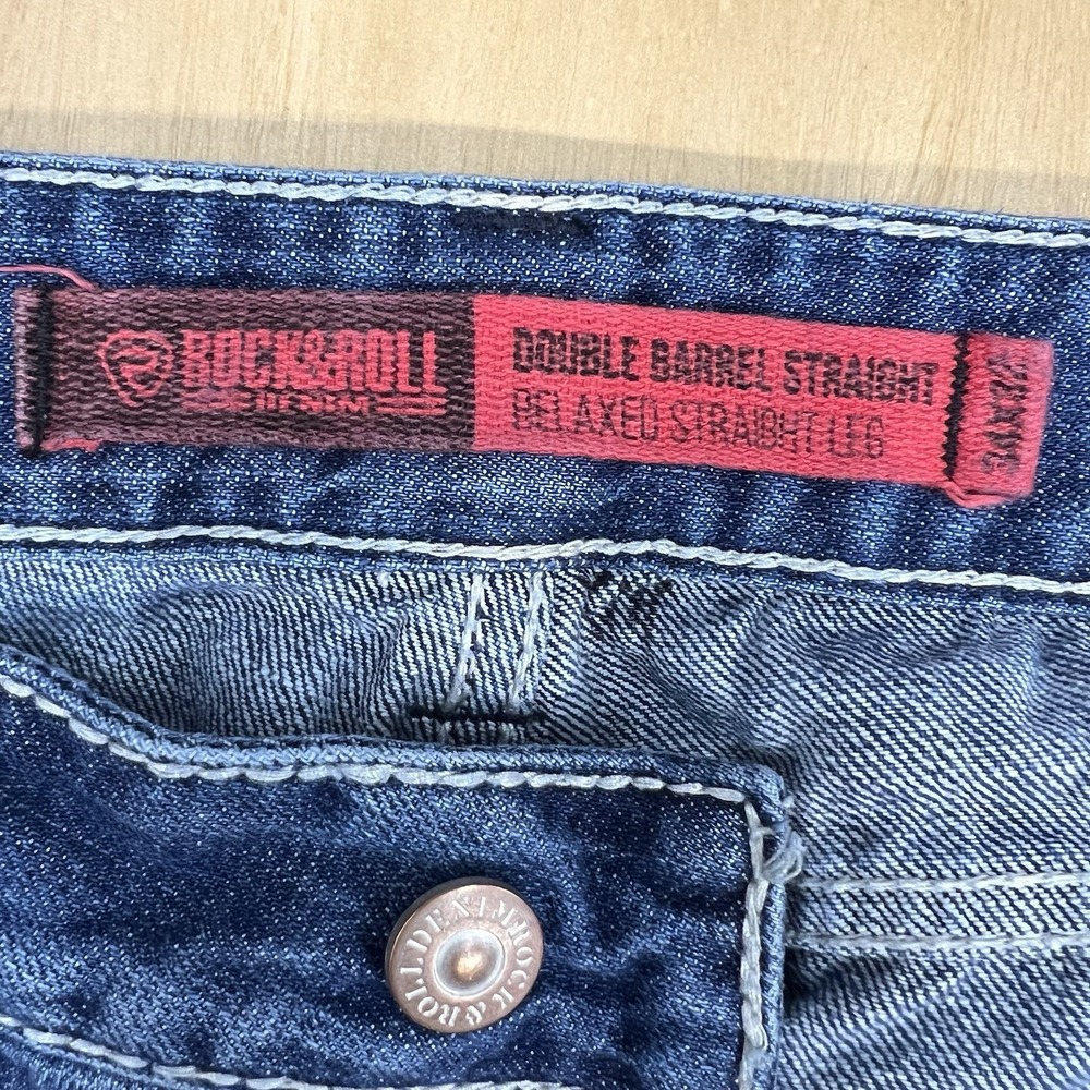 Rock & Roll Double Barrel Jeans Mens 33x30 Relaxed Fit Straight Leg - Picture 10 of 13